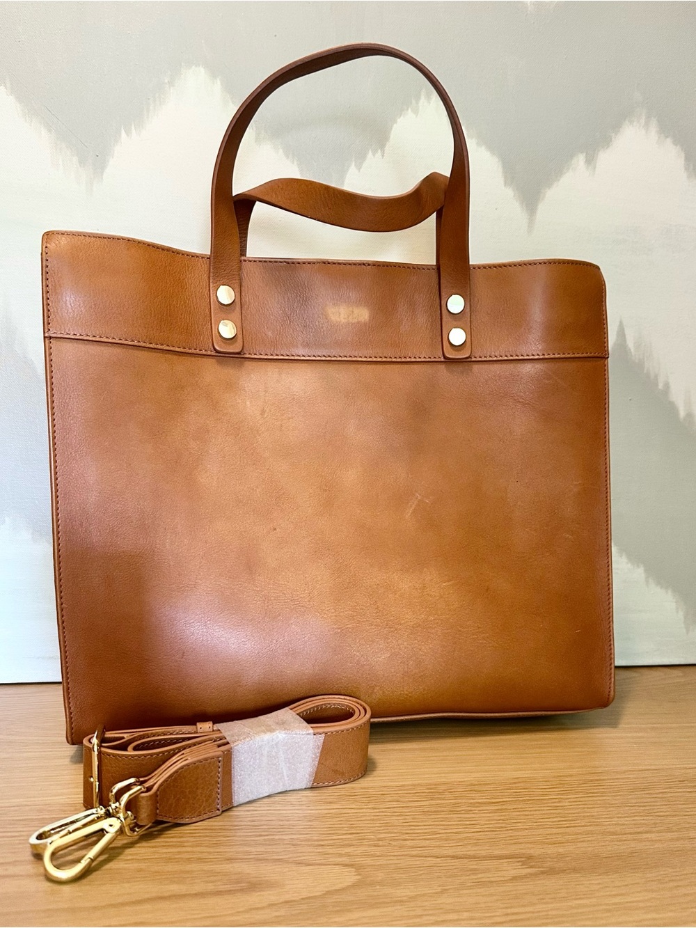 Mark & Graham Essential Large Leather Tote Bag, Camel